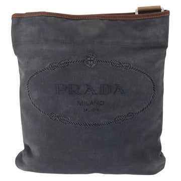 PRADA Shoulder Bag Canvas Navy Silver Auth ka744 - 0