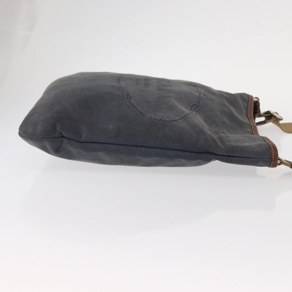 PRADA Shoulder Bag Canvas Navy Silver Auth ka744