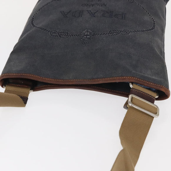 PRADA Shoulder Bag Canvas Navy Silver Auth ka744