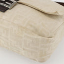 FENDI Zucca Canvas Mamma Baguette Shoulder Bag Beige Silver Auth ka745-9