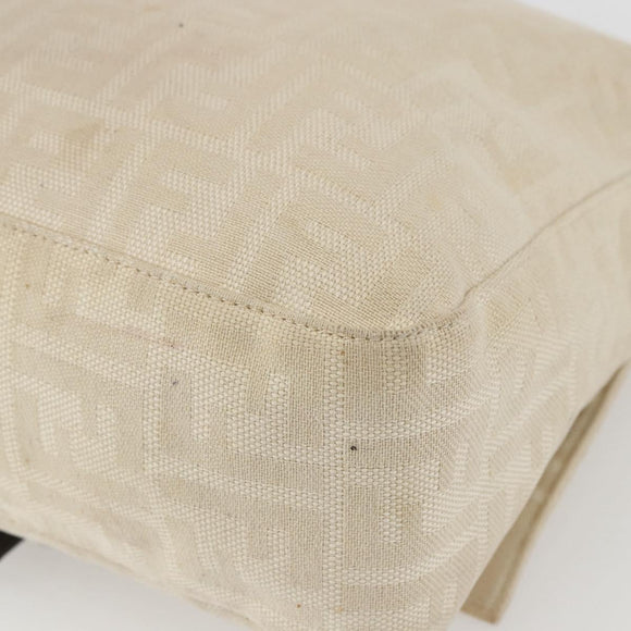 FENDI Zucca Canvas Mamma Baguette Shoulder Bag Beige Silver Auth ka745