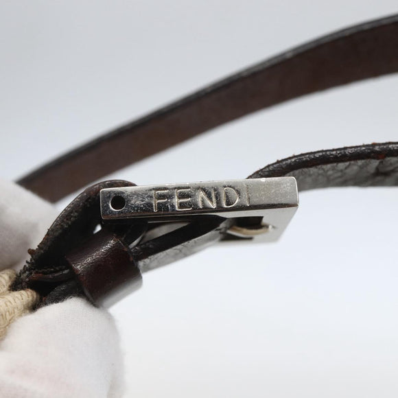 FENDI Zucca Canvas Mamma Baguette Shoulder Bag Beige Silver Auth ka745