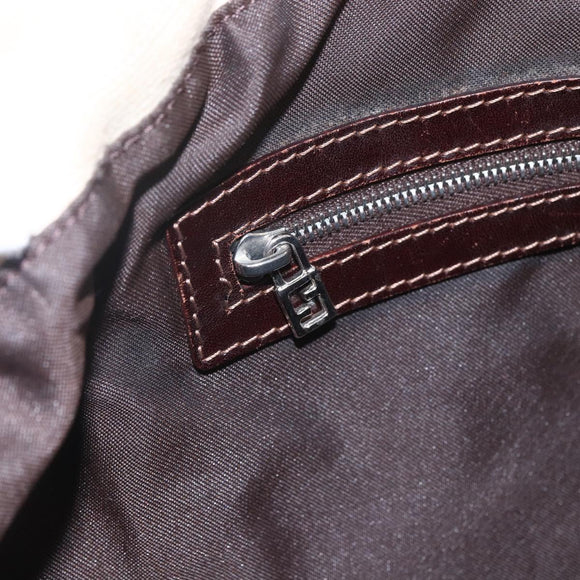 FENDI Zucca Canvas Mamma Baguette Shoulder Bag Beige Silver Auth ka745