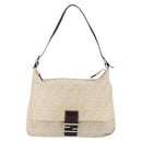 FENDI Zucca Canvas Mamma Baguette Shoulder Bag Beige Silver Auth ka745-13