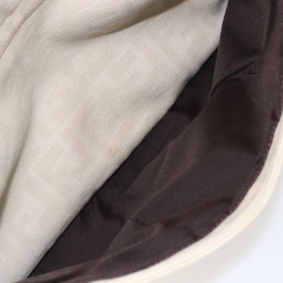 FENDI Zucca Canvas Mamma Baguette Shoulder Bag Beige Silver Auth ka745