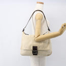 FENDI Zucca Canvas Mamma Baguette Shoulder Bag Beige Silver Auth ka745-24