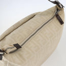 FENDI Zucca Canvas Mamma Baguette Shoulder Bag Beige Silver Auth ka745-6
