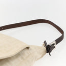 FENDI Zucca Canvas Mamma Baguette Shoulder Bag Beige Silver Auth ka745-8