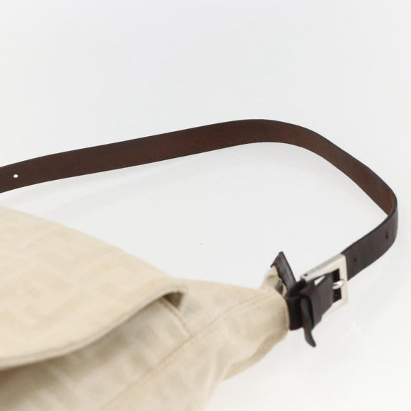 FENDI Zucca Canvas Mamma Baguette Shoulder Bag Beige Silver Auth ka745