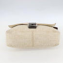 FENDI Zucca Canvas Mamma Baguette Shoulder Bag Beige Silver Auth ka745-5