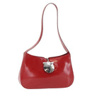 Salvatore Ferragamo Shoulder Bag Patent leather Red Silver Auth ka746-1