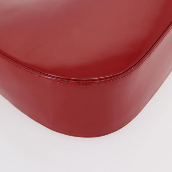 Salvatore Ferragamo Shoulder Bag Patent leather Red Silver Auth ka746