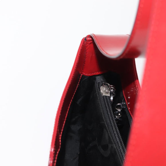 Salvatore Ferragamo Shoulder Bag Patent leather Red Silver Auth ka746