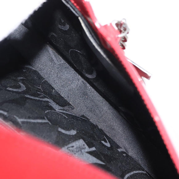 Salvatore Ferragamo Shoulder Bag Patent leather Red Silver Auth ka746