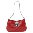 Salvatore Ferragamo Shoulder Bag Patent leather Red Silver Auth ka746-2