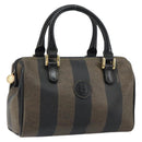 FENDI Pecan Canvas Hand Bag PVC Black Brown Auth ka747-1