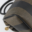 FENDI Pecan Canvas Hand Bag PVC Black Brown Auth ka747-15
