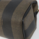 FENDI Pecan Canvas Hand Bag PVC Black Brown Auth ka747-16