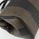 FENDI Pecan Canvas Hand Bag PVC Black Brown Auth ka747-17