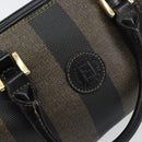 FENDI Pecan Canvas Hand Bag PVC Black Brown Auth ka747-18