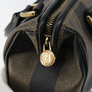 FENDI Pecan Canvas Hand Bag PVC Black Brown Auth ka747-19