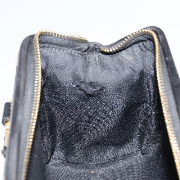 FENDI Pecan Canvas Hand Bag PVC Black Brown Auth ka747