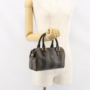 FENDI Pecan Canvas Hand Bag PVC Black Brown Auth ka747-22