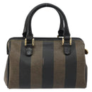 FENDI Pecan Canvas Hand Bag PVC Black Brown Auth ka747-2