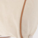 HERMES Porochon Mimir GM Shoulder Bag Canvas White Gold Auth ka758-15