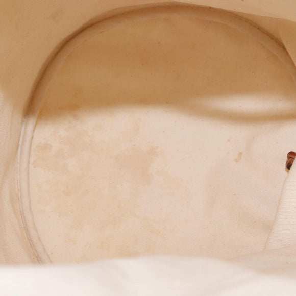 HERMES Porochon Mimir GM Shoulder Bag Canvas White Gold Auth ka758