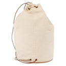 HERMES Porochon Mimir GM Shoulder Bag Canvas White Gold Auth ka758-2