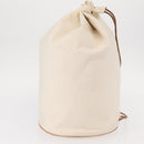 HERMES Porochon Mimir GM Shoulder Bag Canvas White Gold Auth ka758-3