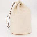 HERMES Porochon Mimir GM Shoulder Bag Canvas White Gold Auth ka758-4