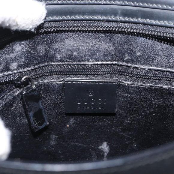GUCCI Shoulder Bag Leather Black Silver 001 3065 Auth ka767