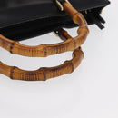 GUCCI Bamboo Hand Bag Leather Black Gold 001 2855 1875 0 Auth ka770-7