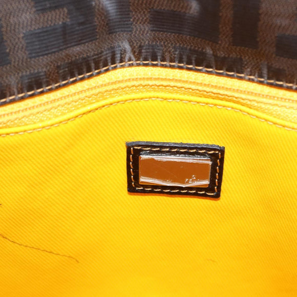 FENDI Zucca Canvas Tote Bag Coated Canvas Black Brown Auth ka771