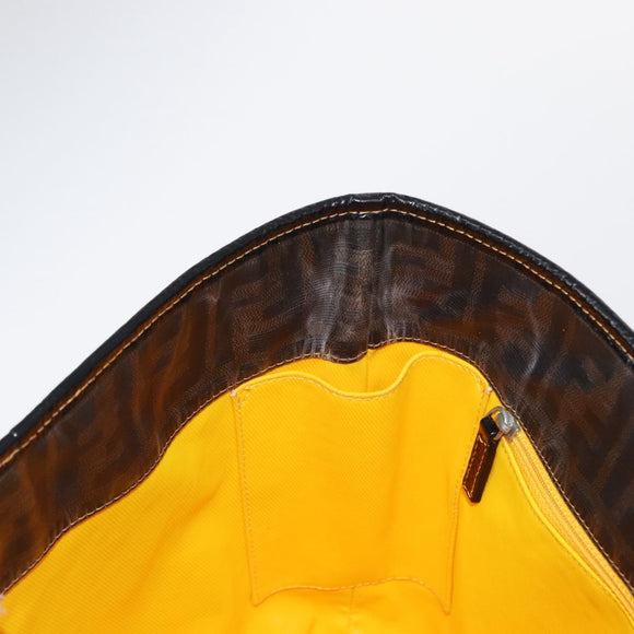 FENDI Zucca Canvas Tote Bag Coated Canvas Black Brown Auth ka771