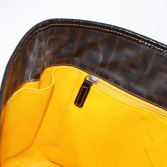 FENDI Zucca Canvas Tote Bag Coated Canvas Black Brown Auth ka771