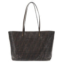 FENDI Zucca Canvas Tote Bag Coated Canvas Black Brown Auth ka771-2