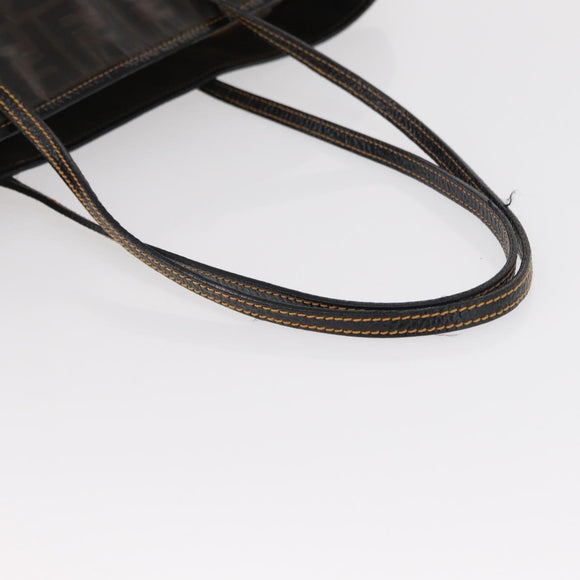 FENDI Zucca Canvas Tote Bag Coated Canvas Black Brown Auth ka771