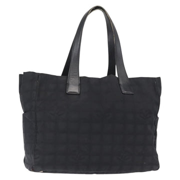 CHANEL New Travel Line Tote Bag Nylon Black Gold CC Auth ka772