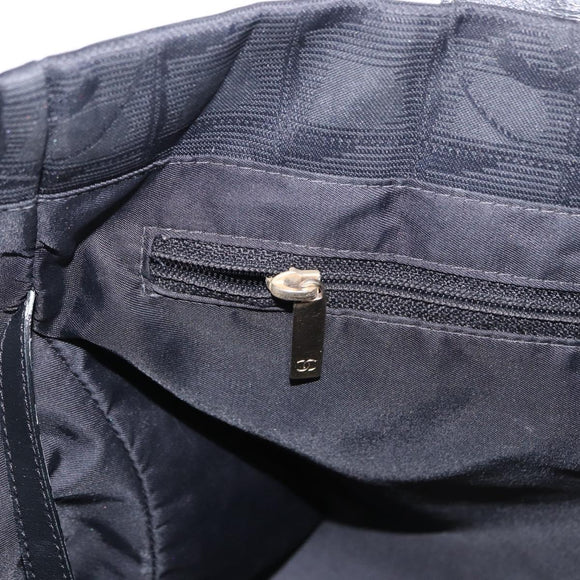 CHANEL New Travel Line Tote Bag Nylon Black Gold CC Auth ka772