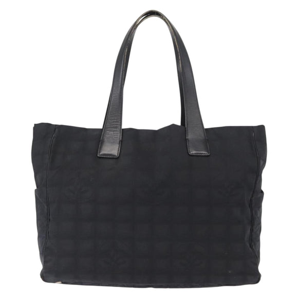 CHANEL New Travel Line Tote Bag Nylon Black Gold CC Auth ka772