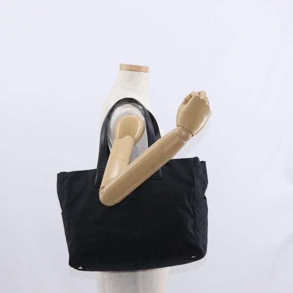 CHANEL New Travel Line Tote Bag Nylon Black Gold CC Auth ka772