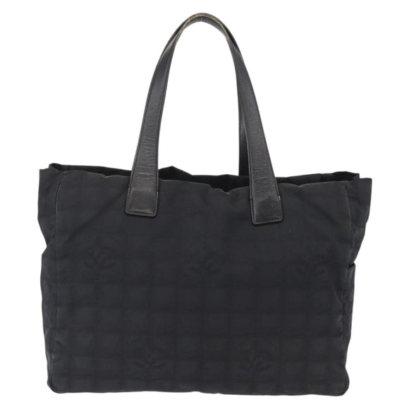 CHANEL New Travel Line Tote Bag Nylon Black Gold CC Auth ka772