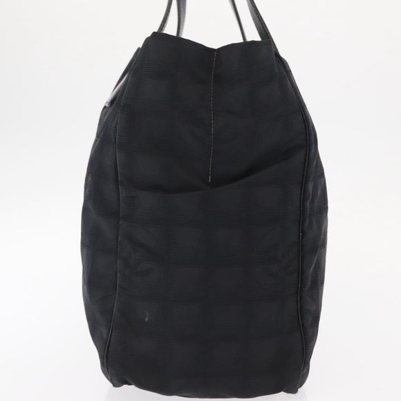 CHANEL New Travel Line Tote Bag Nylon Black Gold CC Auth ka772