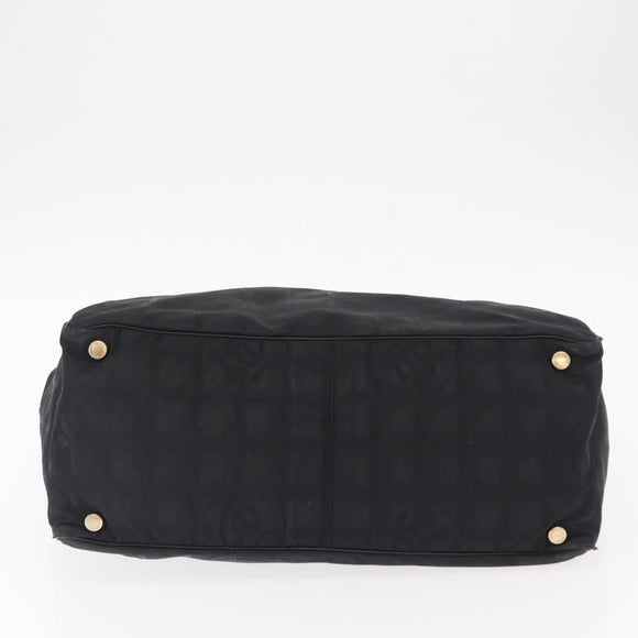 CHANEL New Travel Line Tote Bag Nylon Black Gold CC Auth ka772