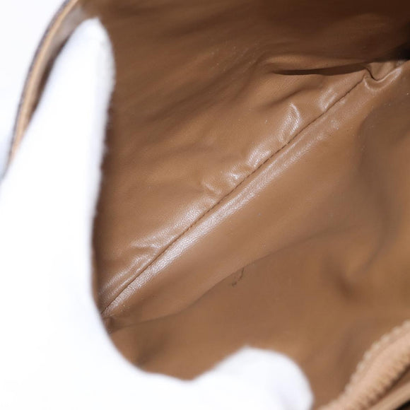 CELINE Macadam Canvas Shoulder Bag PVC Leather Brown Gold Auth ka776