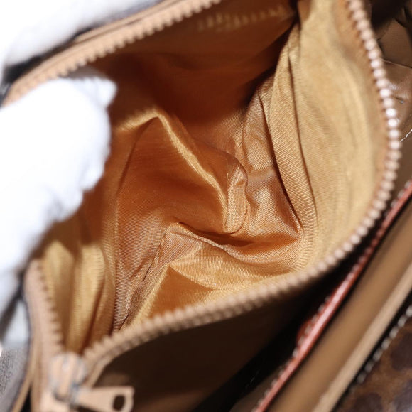 CELINE Macadam Canvas Shoulder Bag PVC Leather Brown Gold Auth ka776