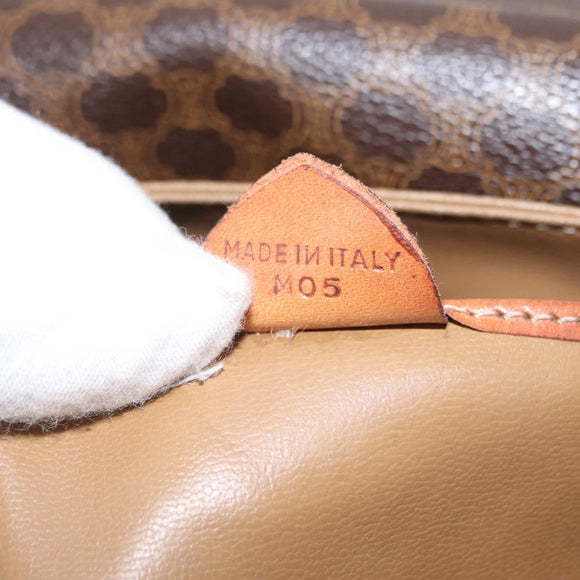 CELINE Macadam Canvas Shoulder Bag PVC Leather Brown Gold Auth ka776